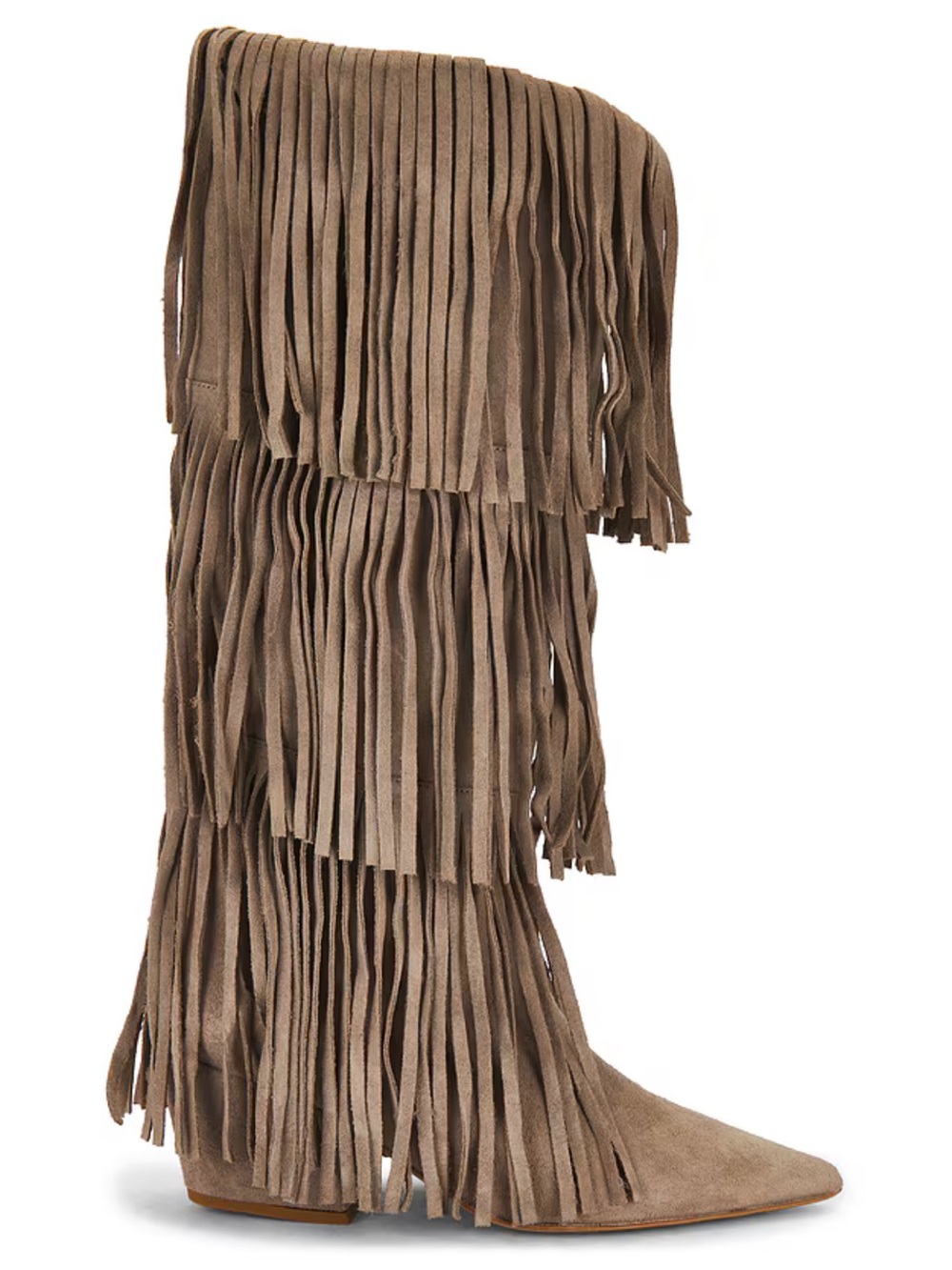 ANIYE BY Cowboy Fringes Boots Taupe Fringed Suede western wedge Revolve 39 9